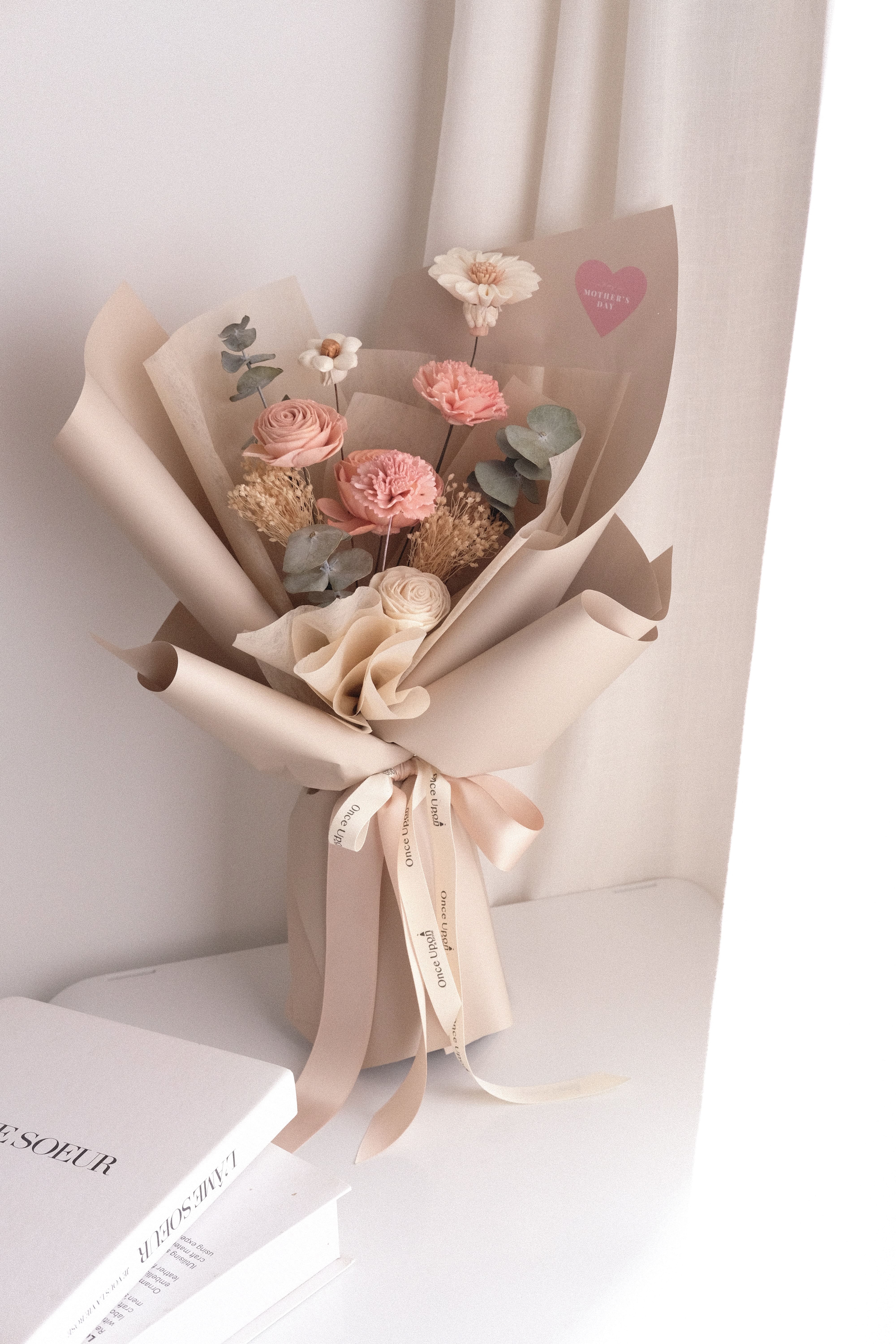 (M06)奶茶粉色乾燥花束