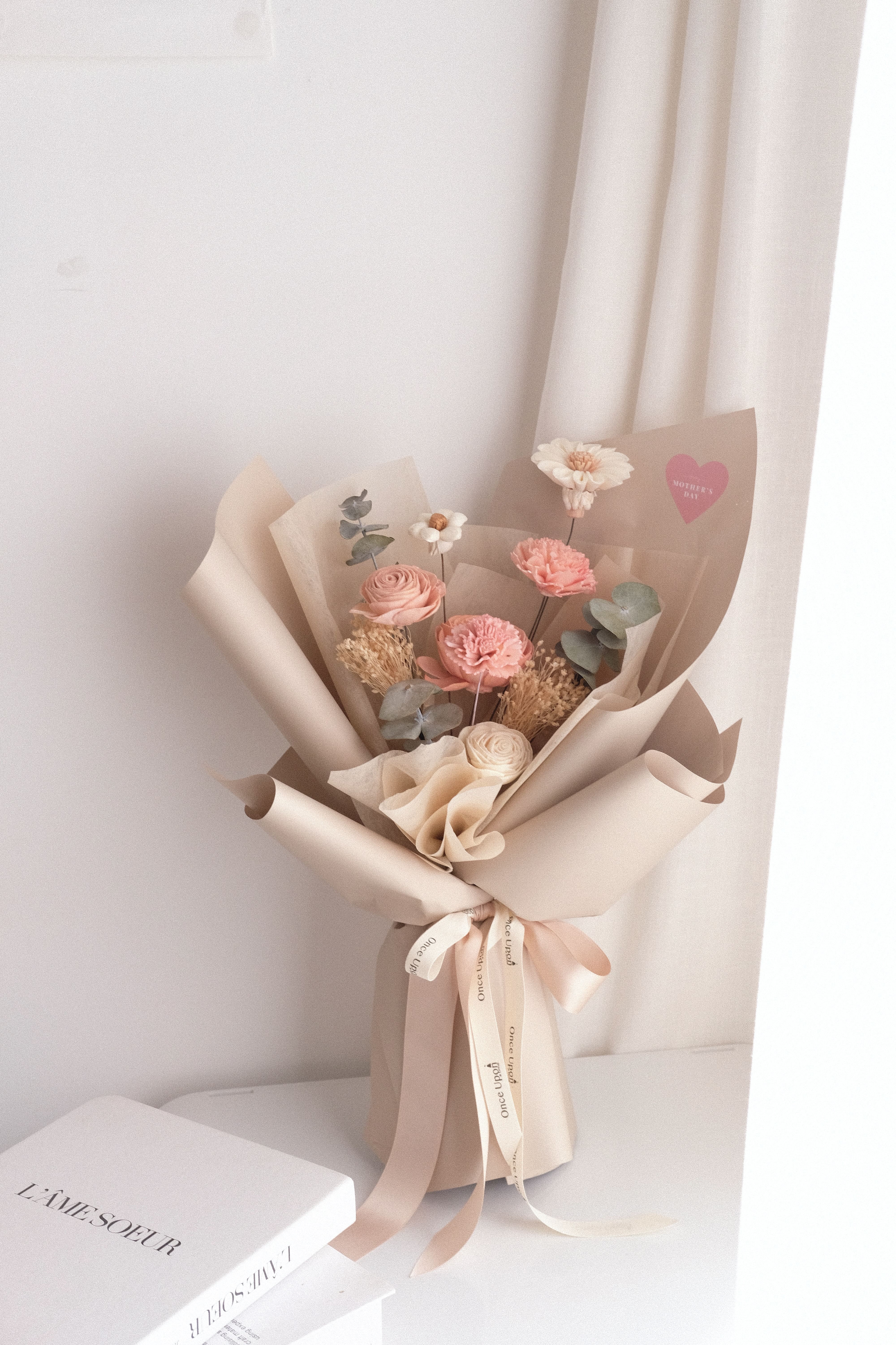 (M06)奶茶粉色乾燥花束