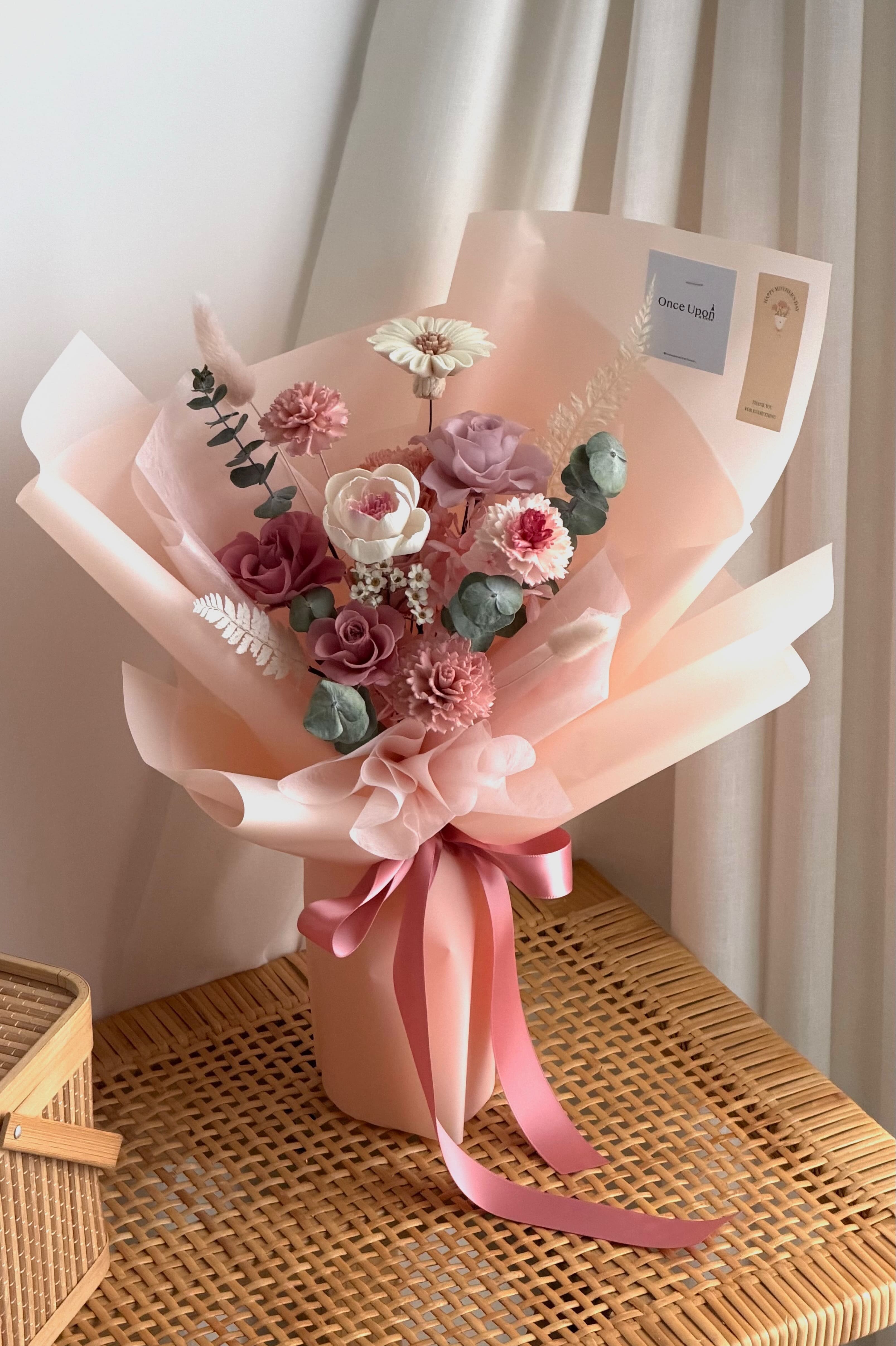 (M07)粉色乾燥永生花束