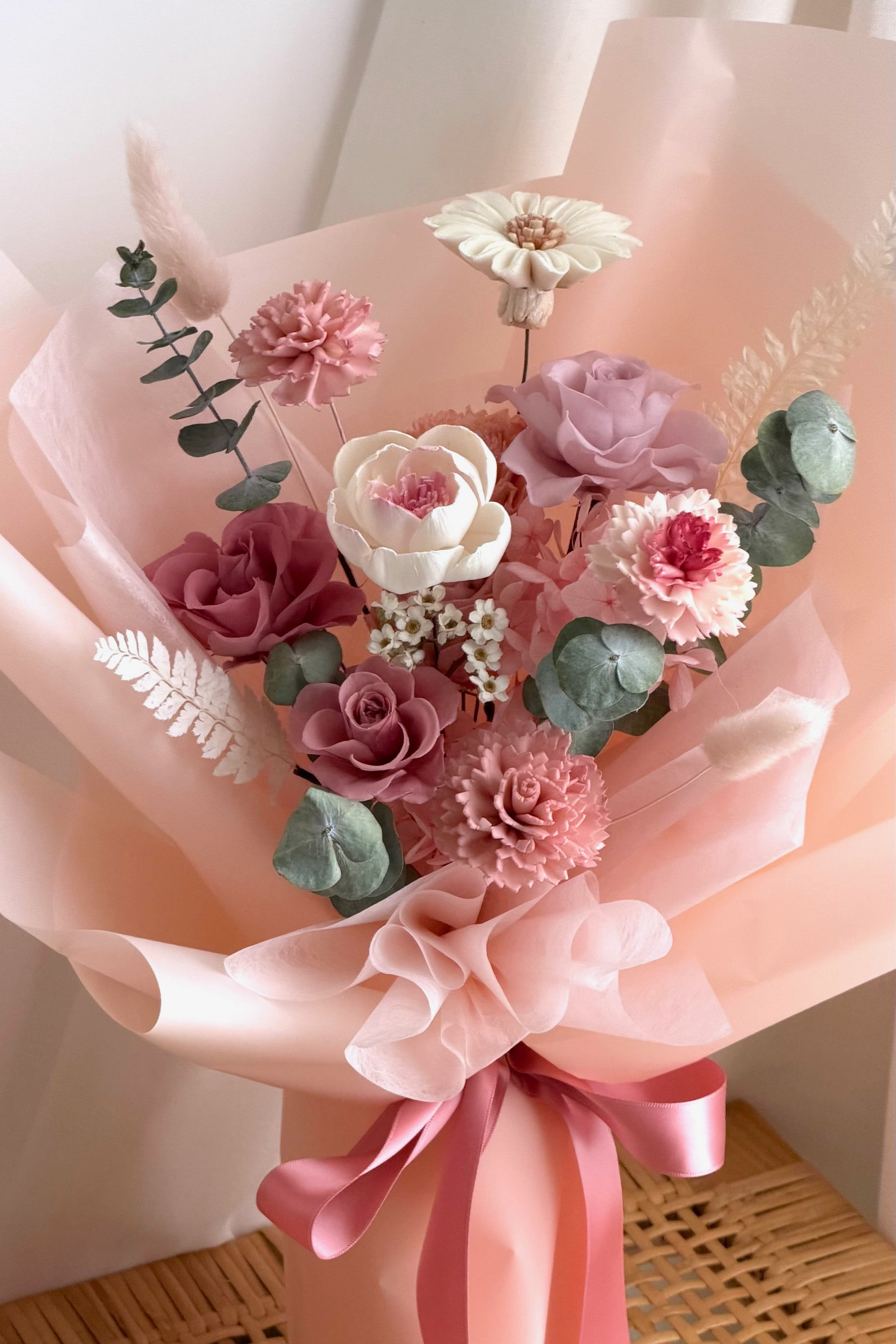 (M07)粉色乾燥永生花束