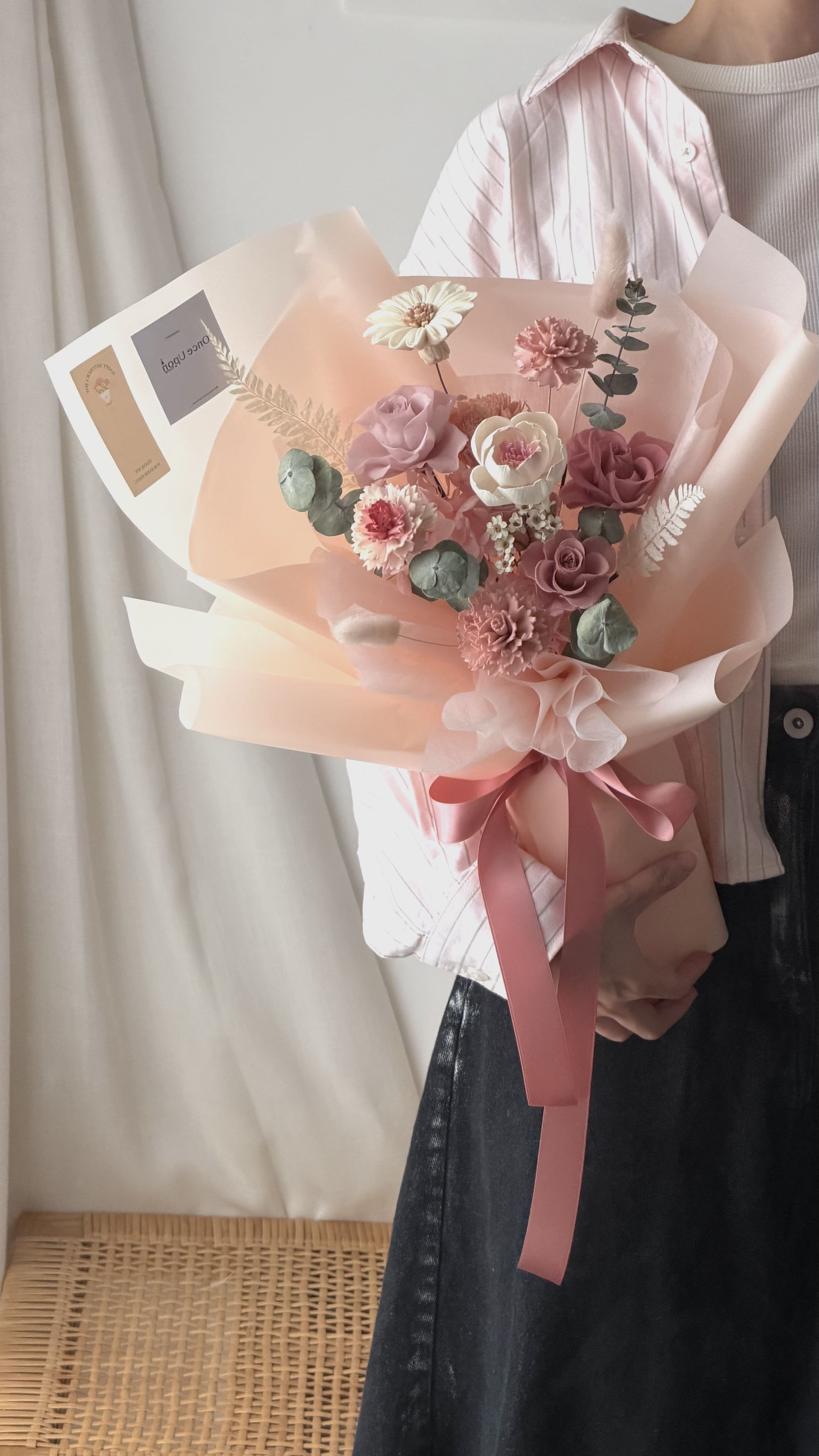 (M07)粉色乾燥永生花束