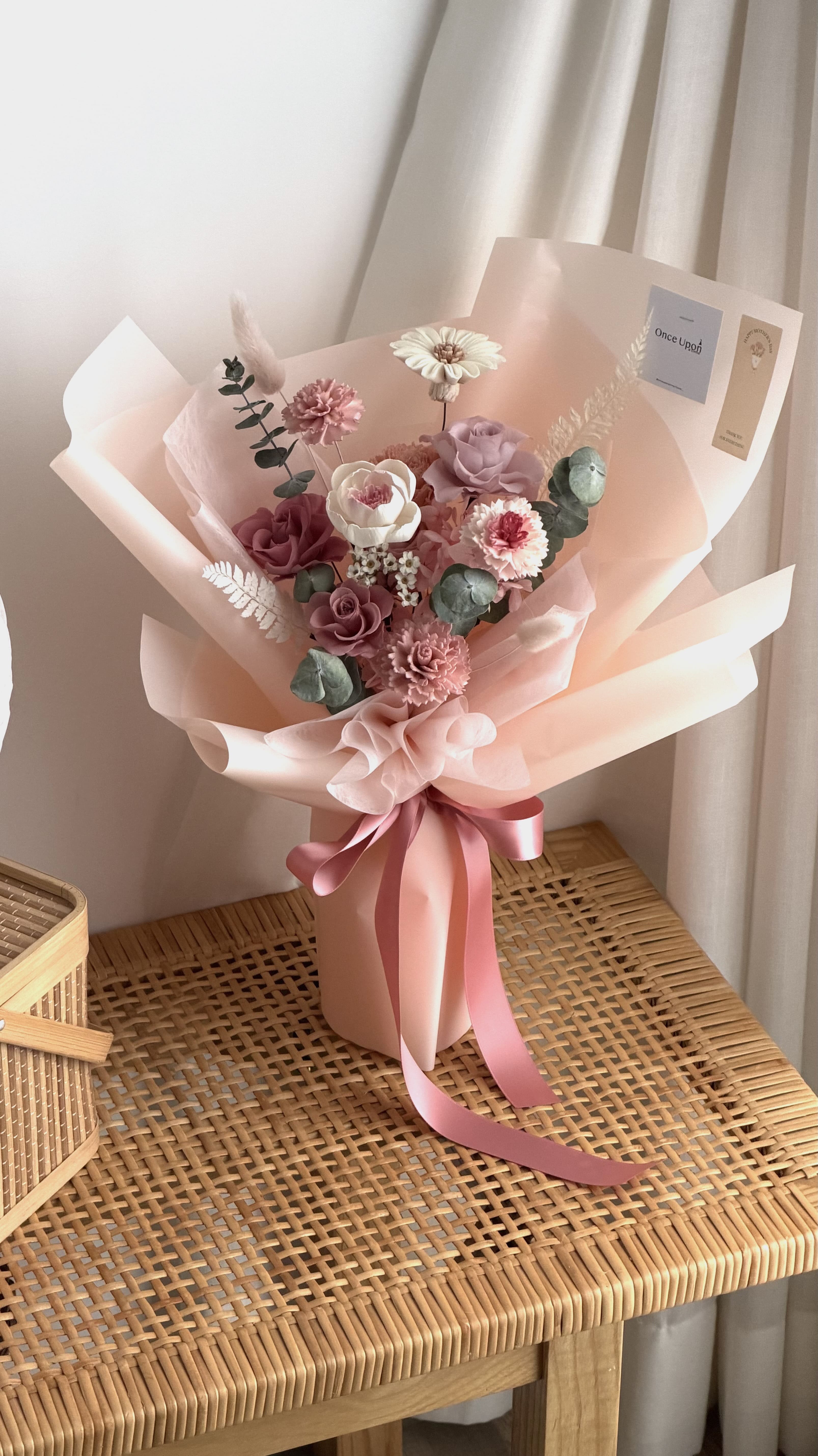 (M07)粉色乾燥永生花束